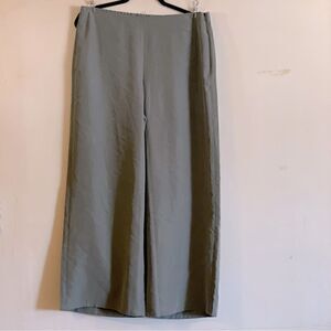 J Jill Wide Leg Short Trousers Pants Heather Green Side Zip Sz Medium Tall